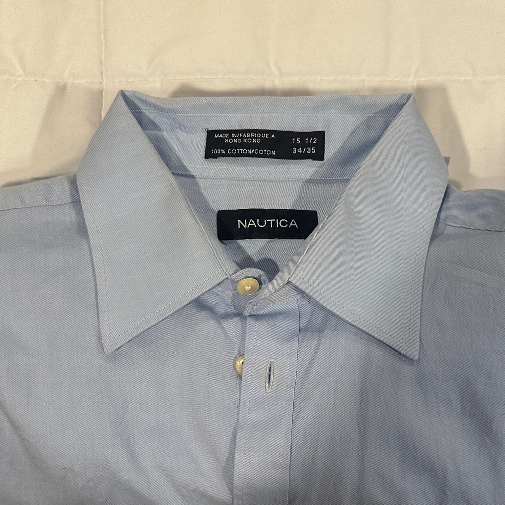 Nautica Men's Pale Blue Cotton Dress Shirt
